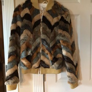 Faux fur bomber jacket with pockets